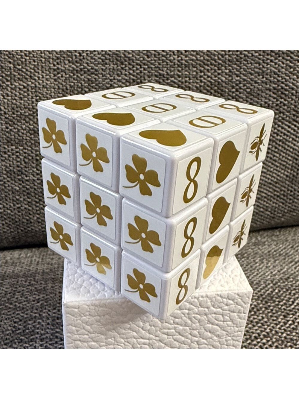 Dior White Rubik’s Cube Puzzle Plastic Gold Motifs New Authentic